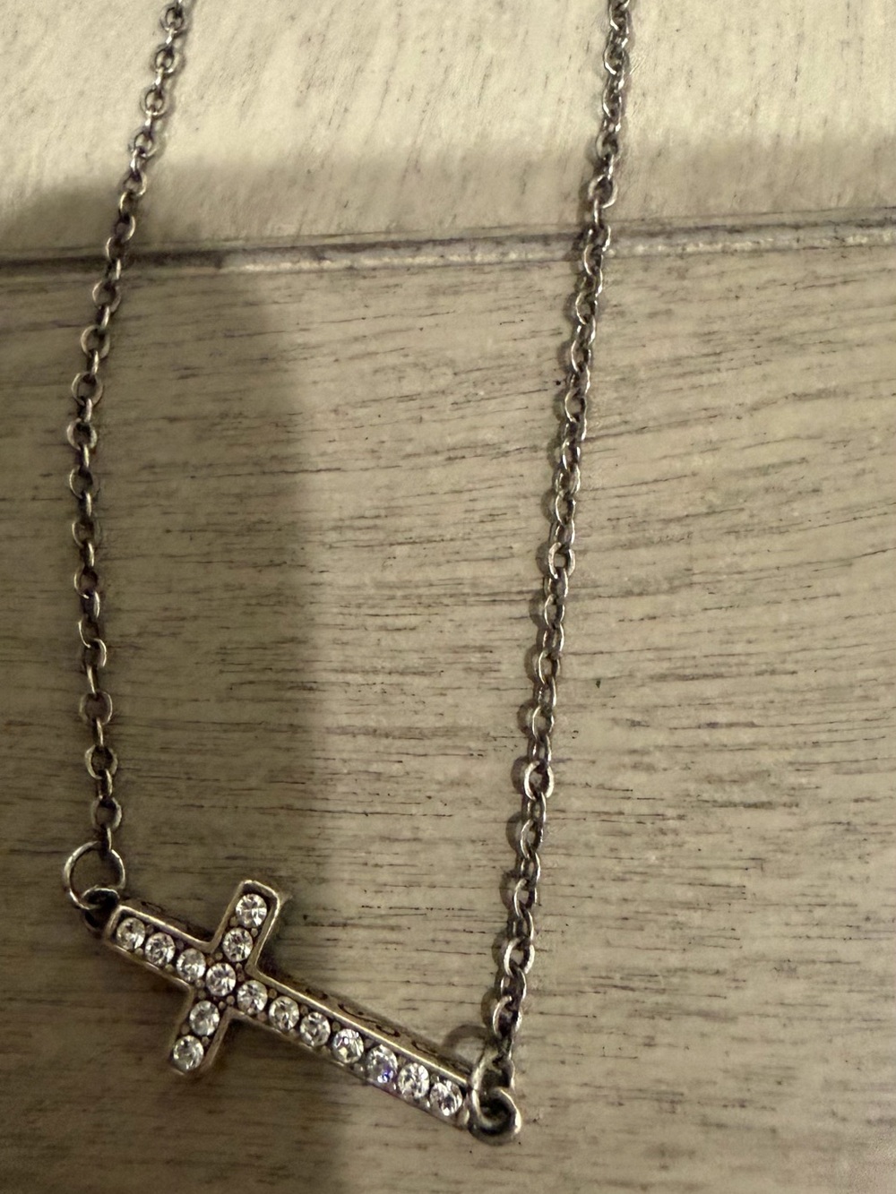 Brighton Silver-Tone Crystal Cross Necklace